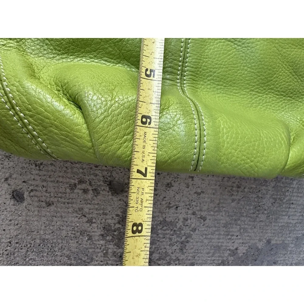 TIGNANELLO Pebbled Leather Green Hobo Zip Top Purse Bag Shoulder Y2K 90's